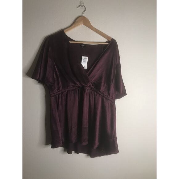 Torrid Lily Babydoll Shiny Blouse Purple Silky Babydoll New 2X - Picture 2 of 6
